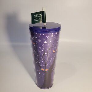 Starbucks Tumbler Cup Glow in the Dark Eyes Purple NWT but DAMAGED! Please read